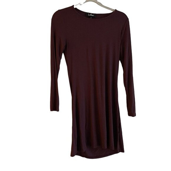 Lulus Wmn S Burgundy Jersey Knit Long Sleeve Backless Kiss And Tell Sheath Dress - Picture 3 of 10
